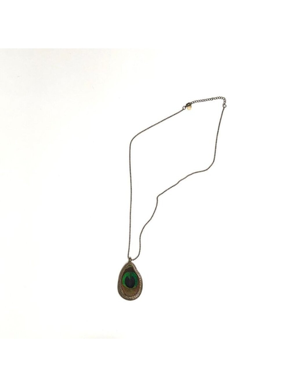 Claire's Peacock Feather Pendant Necklace